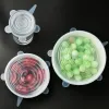 조직 6pcs 부엌 저장 실리콘 표지 재사용 가능한 과일 야채 음식 신선한 키핑 그릇 뚜껑 캡 주방 조직 도구 액세서리