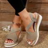 Chaussures habillées mode grande taille sandales féminines Cross Cross Elastic Band Design Flat Bottom talon talon bouche décontractée