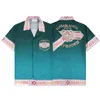 New Summer Short Sleeve Designers Bowling Shirts Men Fashion Colorful Floral Print Dress Shirt Man Regular-Fit Casual Silk Shirt M-3XL
