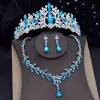 Necklaces Quality Red Crown Bridal Wedding jewelry set Women Prom Birthday Bride Tiaras and Necklace earrings sets Costume Accessory