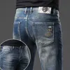 Designer de jeans masculin 2023 automne / hiver Nouveau haut de gamme européen pour la version coréenne Slim Small Feet Elastic Brodery Nano Retro Pantals 9F3S