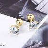 Earrings Lnngy 925 Sterling Silver Screw Back Stud Earrings For Women 6.5mm 1.0CT DColor Moissanite Earring Piercing Pendientes Jewelry