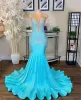 Malachite Mermaid Rain Stone Pärled Long Prom Dresses 2024 för Black Girls Birthday Dress African Party Gown Vestidos