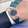 AP pols Watch Chronograph Royal Oak Series 26240or Rose Gold Blue Plate Belt Mens Fashion Leisure Business Sports Back Transparant Mechanical Watch