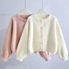 Women's Knits 2024 Solid Color Single-breasted O-neck Imitation Mink Velvet Knitted Sweater All-match Pearl Buttons Streetwear Cardigan