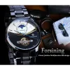 Kit che si forgiano orologi meccanici vintage uomini automatici Black Tourbillon Moon fase in acciaio inossidabile orologio da business orologio relogio