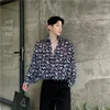 Mäns avslappnade skjortor Noymei Spring/Summer Trendy Fashionable 3D Butterfly Decorative Design Loose Shirt Långt Slever Korean Style Male Top