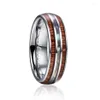 Wedding Rings 6mm Hawaiian Koa Wood And Abalone Shell Tungsten Carbide For Women MenWedding Lois22305r