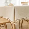 Masa bezi pamuk ve keten kapağı yemek odası için basit stil pladi basılı masa örtüleri ile püskül dikdörtgen ev dekor mantel mesa