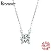 Collane BAMOER Luxury Moissanite Diamond Classic Round Penderant Collana per donne 925 Gioielli da sposa a catena in argento sterling