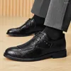 Casual Shoes Classic Brand Men's äkta läderkontor Business Bankett formell snörning pendling