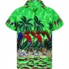 Casual shirts voor heren Hawaiiaans strand papegaai grafisch voor mannen kleding mode Hawaii Coconut Tree 3D bedrukte vakanties met korte mouwen bedrukt