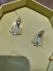 Stränge 2024 Mode Neue Luxus feine Schmuck Set Charming Blue Haoshi Goldene Geometrie Kristall Halsketten Armbandringohrringe für Frauen