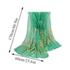 Scarves Summer Chiffon Long Scarf Georgette Neck Fashion Solid Hijab Glitter Thin Muffler Gold Peacock Print Wrap Shawl