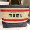 Miumiubag sommarbutik stor designer strandpåse kvinnor rand raffias halm pochette axel virkning tygväska lyx handväska mens crossbody clutch väv väskor 987