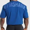 2024 Men American Muscle Shark Street Fitness Gymshark Sports Shortsleeved Mens Tshirt Chris Training Strength Loose Tops 240409