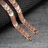 Bracelets Pure Copper Magnetic Bracelet for Men Vintage Artificial Turquoise 14mm Wide Bracelets Benefits Chain Link Jewelry Waterproof