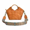 spring/summer 2023 New Woven Headband Layer Plant Tanned Cowhide Retro Handmade Shoulder Crossbody Bag for Women v4nd#