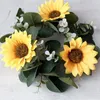 Bougeoirs Eucalyptus Anneau Couronne de tournesol Ensemble pour la table de fête de mariage à la maison Rustique