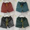 PU Unisex Leather Shorts с буквой вышивкой - зеленый, черный, похоронить |Летняя уличная одежда