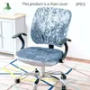 Tampa de cadeira de 2 peças Cadeiras de veludo prateado Capa de almofada de almofada