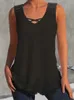 Plus maat zomer casual tanktop dames oversized vaste kleur cris front v nek contrast kanten trim zom licht stretch 240419