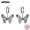 Earrings WOSTU 925 Sterling Silver Dark Style Vintage Butterfly Cobweb Spider Web Drop Earrings For Women Party Earrings Jewelry CTE534