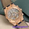 AP pols Watch Chronograph Royal Oak Series 26240or Rose Gold Blue Plate Belt Mens Fashion Leisure Business Sports Back Transparant Mechanical Watch