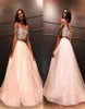 Blush Two Piece Homecoming Dresses Prom Elegant Formal Dress Aline Cold Shoulder Beading Tulle Pageant Sweet 16 Dress Cheap6725170