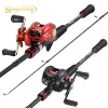 Accessoires Sougayilang Angelrute und Reel Combo -Set 4 -Carbonfaserstange und Baitcasting -Fischereirolle für Fischereizubehör Pesca