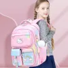 Сумки Sanrios School Back Cartoon Ctraveberry Kitty Cat Backpack Бремя облегчения защиты от позвоночника Анти потерянные пакеты