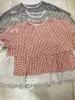 Blouses pour femmes broderie vintage dentelle patchwork Plaid shirt femme été japonais kawaii à manches courtes à manches en coton choux femelle fille mori fille