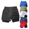 Mens Double Layer Fitness Shorts Men Gym Training 2 in 1 Sports Quick Dry Workout Jogging Deck Summer 240420