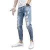 Tfetters Spring Summer Men Ripped Jeans Croped Mid Rise Stretch Hip Hop Punk Pencil Pants Streetwear Party Clothing 240417