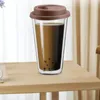 Copos de vasos térmicos de copos de vasos térmicos xícara de café com paredes duplas com tampa de 350 ml de bebida matinal transparente para