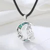 Necklaces Eudora 925 Sterling Silver Wolf on the Moon Necklace for Men womenNatural Abalone Shell Wolf Pendant Animal Series Jewelry Gift