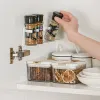 Organization 2PCS Spice Bottle Rack Kitchen Storage Rack Wall Mount Jars Holder Tools Plastic Clip Jar Rack Cabinet Door Hooks with Base