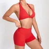 Ensembles actifs yoga d'été ensembles femmes sexy licou sport sport soutien-gorge hauts shorts en ruisseaux de tracksuit de fitness