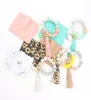 Silicone Beads Bracelets Keychain NEVER LOST Key Ring Wooden Bead Keychains Car Home Keys Cards Holder Leather Purse Women Fashion6118621