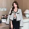 XPQBB Fashion Tweed Plaid Jackets for Women Vintage Patchwork wełniane wełniane płaszcze panie eleganckie koreańskie eleganckie krótkie odzież wierzchnią 240421