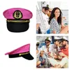 Berets Pink Captain Hat Halloween Costume For Women Men Teenagers Sailor Party Decoration Cosplay Dress-up Drop