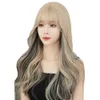 OU Shuo Groothandel Wig Women's Nieuwe lang krullend haar Volledig hoofd set met Europese en Amerikaanse stijl Qi Liu Hai Spot geverfde mode Big Wave Hair Set