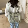 Schoudertassen canvas tas voor vrouwen 2024 Koreaanse mode onderarm eenvoudige solide kleur handtassen shopper shopping crossbody
