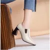 Dress Shoes Super High Heels Loafers Women 2024 Spring Slip On Square Heel Small Leather Solid Color Zapatos Mujer Fashion