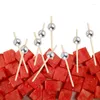 Forks 100pcs Disposable Bamboo Stick Flamingo Buffet Cake Fruit Fork Party Supplies For Wedding Decoration Cocktail Skewer