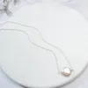 Necklaces ASHIQI Natural freshwater pearl 925 Sterling Silver Necklace 1213mm Button shape pearl Jewelry For women