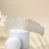 Joias luxuosas cintilantes geométricas de cristal de noiva Tiaras royal rainha coroa de bruxa coroa feminina concurso de diadema de casamento acessórios para cabelos de casamento