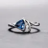 Zespoły Huitan Noble Women's Blue Cubic Zirconia Wysokiej jakości srebrne kolory pierścionki ślubne rocznica wieczorna impreza gorąca biżuteria