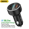 Chargers Remax 58.5W PD+QC Caricatore auto di ricarica rapida per iPhone/Samsung/Xiaomi 1A1c Smart Output LED Dispay