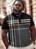 ZOOY L9XL Mens Plus Size Chest 202cm Summer Personalized Plaid Pattern Short sleeved Polo Shirt Tshirt 240409